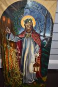 Tebroc, (20th century), style of Holman Hunt, an oil painting, The Light of the World, 91 x 45cm,