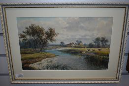 A E Warmington, (20th century), attributed to, a watercolour, On the Blythe Nr Denham, 25 x 40cm,