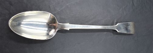 A Victorian silver basting spoon, fiddle pattern with engraved initial and Hanovarian reverse, marks