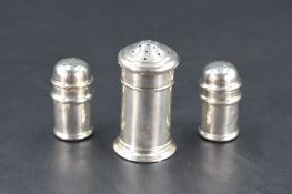 A George V silver pepperette, of cylindrical form, marks for Birmingham 1928, maker Docker & Burn