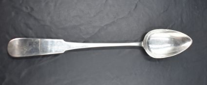 A George III Scottish silver basting spoon, fiddle pattern with engraved initials and Hanovarian