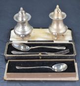 A George V cased silver spoon, engraved with initials and dated 1929, marks for Sheffield 1928,