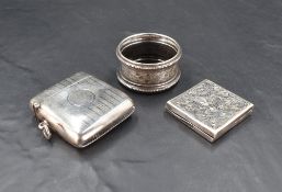 A George V silver vesta case, of traditional design with engine-turned decoration, marks for