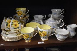 Two modern part tea service including Royal Albert Blue Blossom and Old Royal Bone China