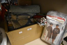 An assorted selection of textile fabrics for haberdashery crafts and dress making.