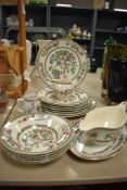 A Johnson bros Indian Tree pattern part dinner service including bowls, plates and jugs