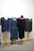 A collection of 1980s womens wear, to included extensively beaded Frank Usher blouses.
