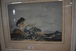 William Russell Flint, (1880-1969), after, a print lady reclining, 25 x 36cm, mounted framed and