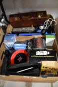 Two boxes of assorted retro electronic items including an LG portable DVD/CD player, an X Factor