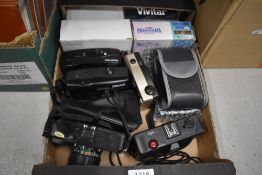 Seven cameras. A Practica Reportr, a PN919, a Vivitar PN2011, a Hanimex IC500, a Panarama wide