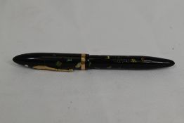 A Sheaffer Balance Lifetime Slim lever fill fountain pen in black/ abalone with single band and