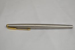 A Parker 50 Fighter Falcon TX cartridge fountain pen in lustalloy. In good condition
