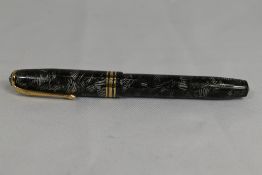A Conway Stewart 58 lever fill fountain pen in silver grey hatch with single broad band and two