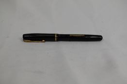 A Waterman Stalwart leverfill fountain pen in black with two narrow bands to the cap having Waterman