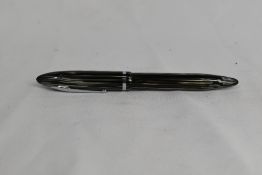 A Sheaffer Balance Lifetime vacu fill fountain pen in black/grey striated with single band and no
