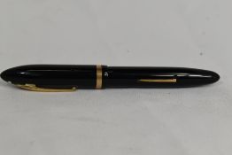 A Sheaffer Balance Lifetime lever fill fountain pen in black with single band and white spot to