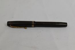 A De la Rue 1332 lever fill fountain pen in black with two narrow bands to the cap having