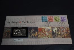 GB 2001 ST GEORGE & DRAGON COVER WITH SILVER INGOT + ENGLAND DEFINITIVES Set of four England
