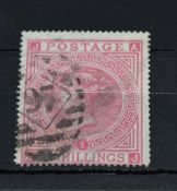 GB 1867, 5 SHILLING ROSE, PLATE 1, MALTESE CROSS WMK, USED Plate 1 5 shilling rose, maltese cross