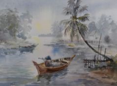 Ali, (20th century), a pair of watercolours, Oriental landscapes, signed, 26 x 34cm, mounted