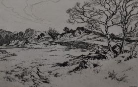 Bernard Eyre Walker, (1886-1972), after, an etching, landscape, signed, 18 x 27cm, modern mounted