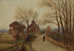 Albert Ryder, (19th/20th century), a watercolour, country lane, signed, 23 x 33cm, mounted framed