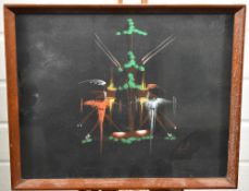 A mid 20th century African artwork, depicting stylised dancers, indistinctly signed lower right,