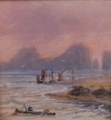 (19th/20th century), a watercolour, seascape, 8 x 12cm, modern mounted framed and glazed, 20 x 19cm