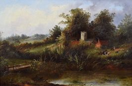 G Bates, (19th/20th century), Caversham Church Berks, attributed verso, 29 x 44cm, modern framed, 37