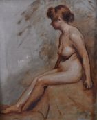 (19th/20th century), an oil painting, nude study of a lady, 50 x 40cm, later framed, 60 x 50cm,
