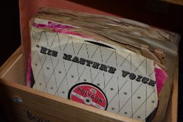 A box of Shellac 78's, of easy listening and popular music interest.