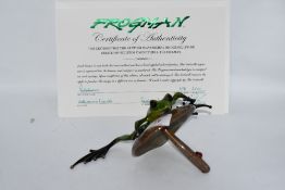 A hand painted cast bronze frog study,Tim Cotterhill 'Frogman' with cert, ltd no 481/ 2500.