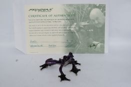 A hand painted cast bronze frog study, Tim Cotterhill 'Frogman' with cert, ltd no 86/ 125.