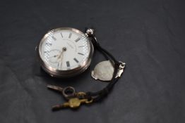 A Victorian silver key wound pocket watch by J.G Graves of Sheffield having Roman numeral dial