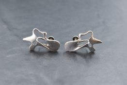 A pair of Georg Jensen screw back silver earrings no: 118, Splash by Henning Koppel