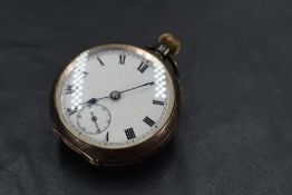 A small continental silver top wound pocket watch having Roman numeral dial with subsidiary