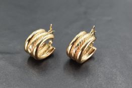 A pair of 9ct gold triple loop earrings, approx 3.8g