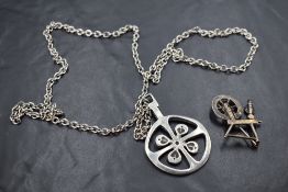 A Swedish pewter pendant of 1960's stylised form bearing mark R TENN SWEDEN en verso, with