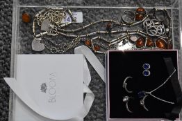 A selection of HM silver and white metal jewellery, most stamped 925/sterling including Pandora,