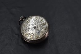 A Victorian silver pocket watch bearing name T Cox Savoury London, no:1321 to movement and having