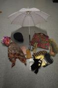 An assortment of predominantly mid century vintage accessories, including hats, unusual quilted