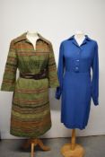 Two 1960s dresses, both larger sizes including Rohs Koln labelled green and orange dress with belt.