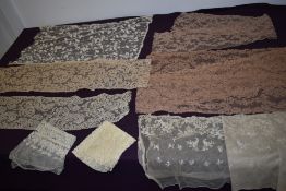 A selection of lace, including generous sized pieces of deep lace in pink, and Soutache braid on