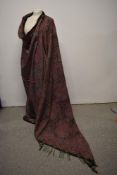 A Victorian printed Crinoline shawl circa 1850s-1860s, having black ground with Paisley pattern in