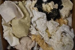 A large collection of vintage and antique lacework and crotchet edging, mats, net curtains and