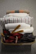 A box of mixed vintage gents wear and accessories, including undergarments, button braces, socks and