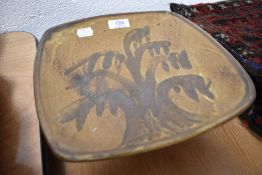 A vintage Ravenshead studio pottery tazza or footed stand.