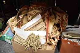 A selection of textile and fabrics for curtains or haberdashery.