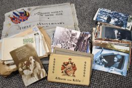 A collection of modern and antique postcards including Nostalgia Postcard club.