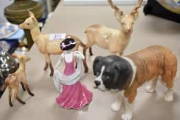 A selection of animal studies including a Beswick deer family one AF, and a Beswick St. Bernard